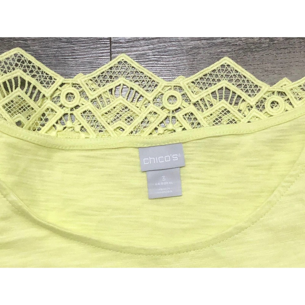 Chicos NWT Size 3 Chest 48” Slub lace hem/sleeve cotton T Shirt Blouse Sz XL A7 - Picture 6 of 7